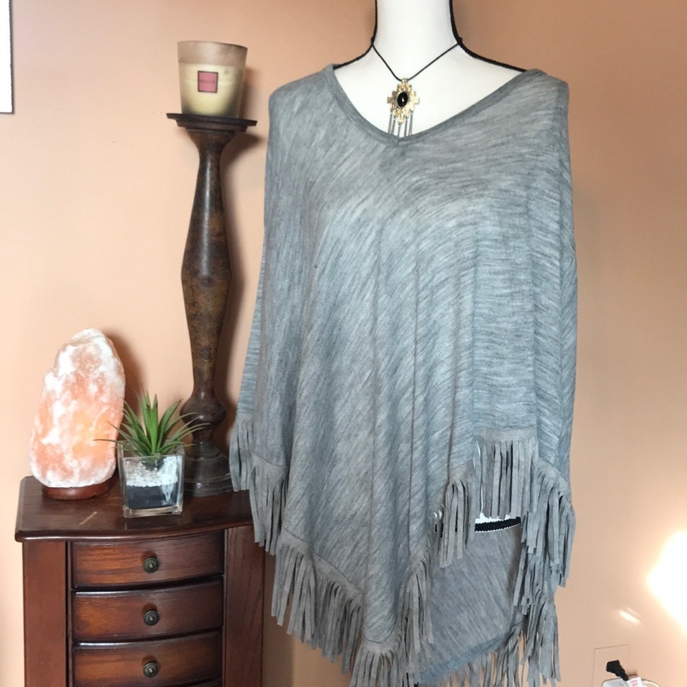 Gray Fringe shawl